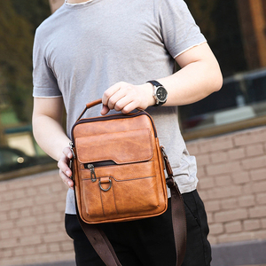 IStapromo Gifts Hot Sale Men's Business PU Leather <b>Waterproof</b> Messenger Backpack Embossed Logo Casual Outdoor Sport Shoulder Bag - Product Image 3