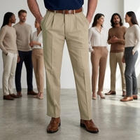 Pantalon habillé pour homme Cool 18 Pro à plis sur le devant, taille extensible discrète – Tailles régulières et grandes tailles, couleur beige, 38W X 32L, 100% Polyester