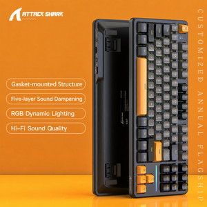 Clavier mécanique de jeu Best Seller Attack Shark X87 87 touches <span class=keywords><strong>TKL</strong></span> Tri-mode avec structure Gasket, RVB et touches PBT imprimées latéralement - Product Image 1