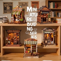 Kit de maison de poupée miniature en bois créatif à faire soi-même, modèle de maison miniature 3D à assembler avec lumière LED, jouet artisanal décoratif de bureau