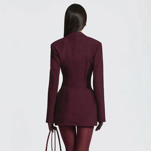 Chunya 198 Premium Structured Blazer Dress <span class=keywords><strong>Deep</strong></span> <span class=keywords><strong>V</strong></span> <span class=keywords><strong>Neck</strong></span> Mini Vestido de manga larga Falda plisada 2025 Luxury-for-less - Product Image 3