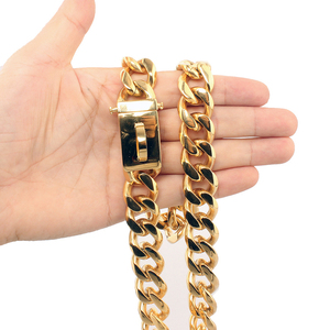 Big Dog Chain <span class=keywords><strong>Collar</strong></span> mit Schnalle Strong Heavy Duty 19MM Dickes breites Edelstahl Metall <span class=keywords><strong>Gold</strong></span> Cuban Link Chain <span class=keywords><strong>Collar</strong></span> - Product Image 3