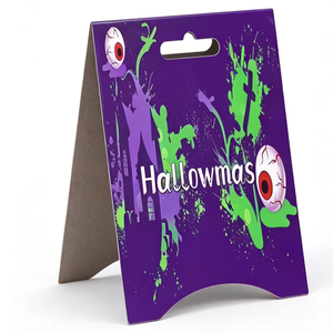 Tarjeta de felicitación de cartón plegable impresa a medida con orificio para colgar, inserto comercial, cubierta rígida y encabezado de papel offset para exhibición en bolsas. - Product Image 1