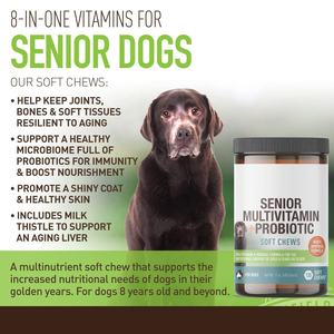 वरिष्ठ कुत्ते मल्टीविटामिन + कुत्ते प्रोबायोटिक्स नरम Chews Glucosamine Chondroitin एमएसएम, प्रोबायोटिक्स, ओमेगा 3 वरिष्ठ कुत्ते स्वास्थ्य Chews - Product Image 5