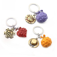 Porte-clés Anime 1 pièce, Porte-clés Fruit du Diable Luffy, Ensemble de 2 pièces Fruit de Caoutchouc, Pendentifs Métalliques pour Clés de Voiture