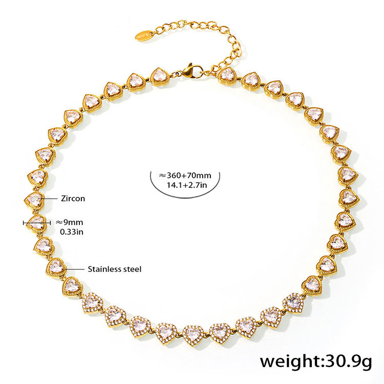 Gold Heart Zircon Necklace