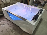 Baignoire intérieure en acrylique HG de haute qualité avec poignée avant dorée, deux appuie-têtes noirs et éclairage intérieur bleu pour projets