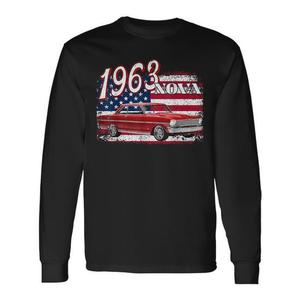 T-shirt a maniche lunghe con bandiera americana del 1963, design del 4 luglio - Product Image 1