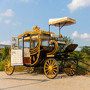 Chariot de Mariage Électrique Noir et Doré Style Royal à 4 Roues, Chariot de Tourisme Électrique Élégant en Promotion - Product Image 1