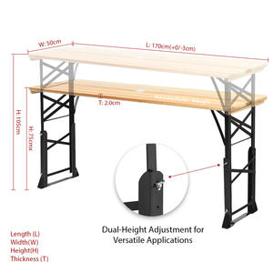 <span class=keywords><strong>Table</strong></span> de pique-nique pliante moderne en bambou pour l'extérieur, <span class=keywords><strong>avec</strong></span> réglage en hauteur, <span class=keywords><strong>trou</strong></span> pour <span class=keywords><strong>parasol</strong></span>, idéale pour les repas au parc - Product Image 3