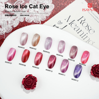 Fournitures professionnelles pour nail art : Vernis gel effet œil de chat rose glacé 12 couleurs longue tenue avec lampe UV, temps de séchage, paillettes, 15ml