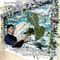 Yopin-5090 Vente en gros de feuilles de Monstera artificielles en soie verte pour la décoration murale de mariage et les arrangements floraux à domicile