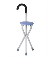Tabouret à trois pattes opération simple canne de marche portable pliante avec siège