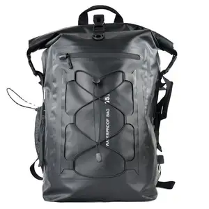 OEM Roll Top PVC Tarpaulin 100% Waterproof Hiking Backpack Back Pack 35L with Zipper Pocket
