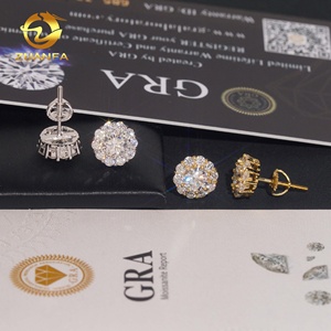 USA Warehouse Bulk in Stock Iced Out Lab Diamond Jewelry Hip Hop VVS Moissanite <strong>Silver</strong> 925 <strong>Stud</strong> Earrings - Product Image 5