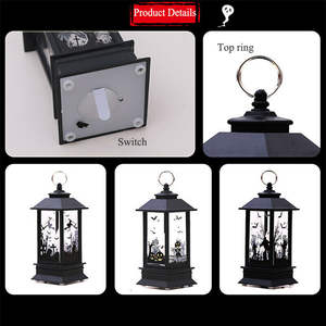 Lanterne vintage suspendue pour Halloween, lumières de fête, lumières LED de bougie, alimentées par piles, décorations pour la maison, fête - Product Image 5