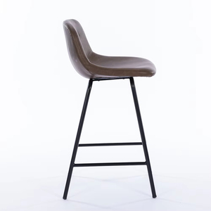 ZY-8082 Sgabelli da Bar Alti in Pelle Marrone con Gambe in Metallo e Poggiapiedi, Vendita all'Ingrosso di Fabbrica - Product Image 1