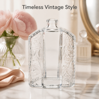 Vente en gros usine Jiangsu 80ml 18mm Flacon pulvérisateur de parfum en verre transparent, forme carrée plate, style vase à fleurs, sans diffuseur à bâtonnets
