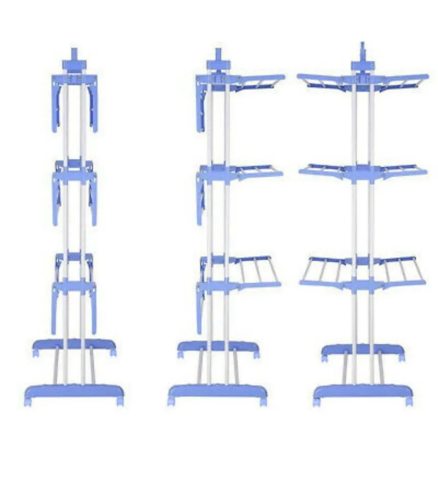 Versatile Free Standing Towel Rack Hanging Clothes 3 Tier Drying Rack Clothes