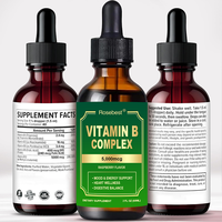 Suplemento Líquido Vegano con Sabor a Frambuesa, Certificado GMP, Marca Privada, Complejo Vitamínico B 5 en 1 Avanzado, en Gotas, para Energía y Concentración