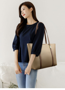 RAYLON 时尚奢华设计师品牌大容量便携手提包单肩手提包女式 PU 皮革拉链环保购物包 - Product Image 5