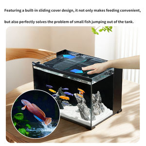 YEE Vente en gros Aquarium personnalisé Réservoir d'aquarium écologique de bureau en verre ultra blanc avec couvercle - Product Image 5