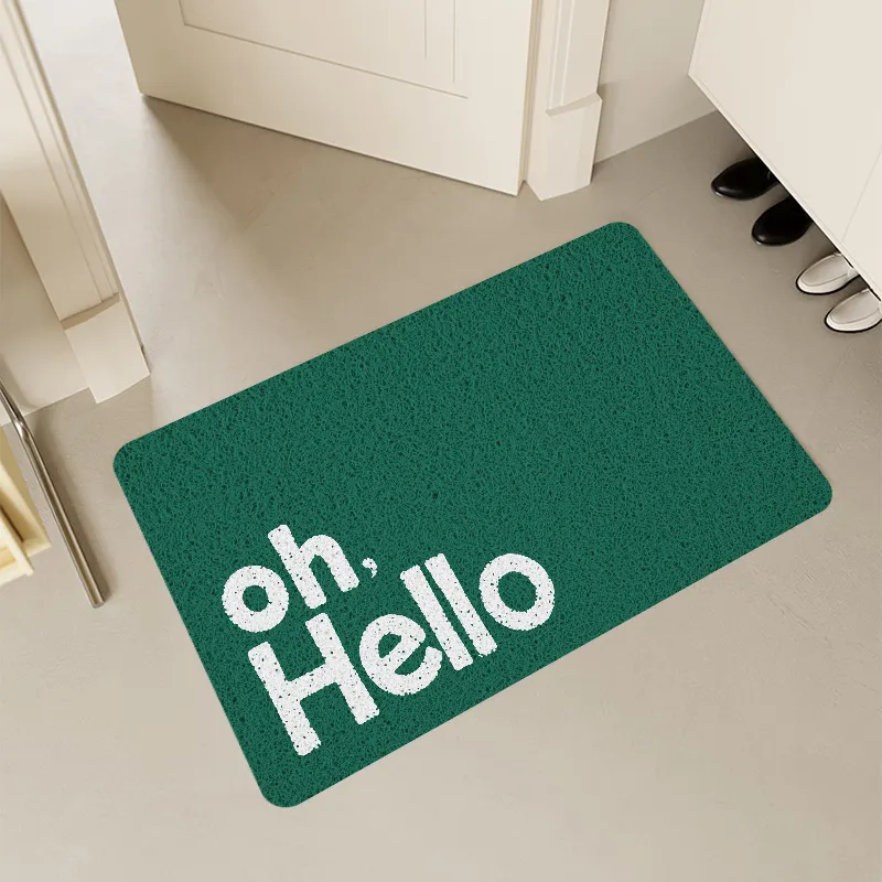 SHENGDE Cheap Price Doormat Custom Logo Size Colorful Living Room Carpet Square Striped Woven Polyester Pvc Door Mat For Home