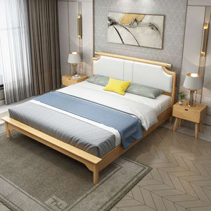 Nueva cama moderna de madera maciza 1,2/1,5/1,8 m cama doble muebles de troncos para cama infantil para <span class=keywords><strong>alquiler</strong></span> de apartamento en casa - Product Image 2