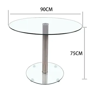대리석 라운드 플렉시 유리 식탁 식당 가구 현대 간단한 유리 미러 식당 테이블