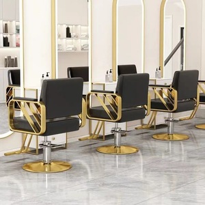 เก้าอี้ตัดผมสีขาวและสีทองสำหรับร้านทำผมขายส่ง - Product Image 3