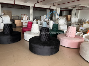 SMOOTH Sofá de salón de lujo Sofá de terciopelo blanco Sofá redondo para boda Evento Salón de fiesta - Product Image 6