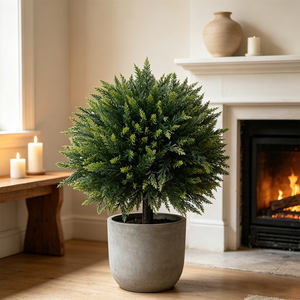 Árbol Topiario Artificial de Cedro y <span class=keywords><strong>Ciprés</strong></span> con Base para Tierra, Planta Artificial para Decoración de Jardín, Porche y Hogar - Product Image 4
