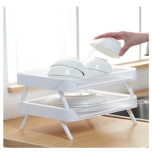 Soportes para Ollas DD416 al por Mayor, Bandeja de Almacenamiento de Cocina de Plástico Blanco, Rejillas de Drenaje Plegables Multicapa - Product Image 3