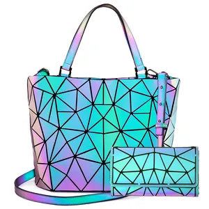 Lovevook conjunto de bolsas femininas dobráveis, conjunto de bolsas femininas de luxo com alça carteira e carteira, cor luminosa