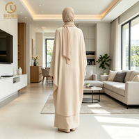 Ensemble d'abaya en mousseline de soie imprimée en relief avec logo personnalisé pour femmes de grande taille en polyester pour tous les mariages d'automne et de printemps