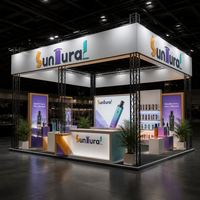 Stand d'exposition personnalisé 10*10 pieds avec logo imprimé, structure en aluminium et tissu tendu pour toile de fond d'expo