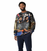 Pull en tricot viscose/coton personnalisé pour le basketball, impression 3D, motif intégral, col rond, pull sportif pour hommes, conception OEM ODM, vente en gros