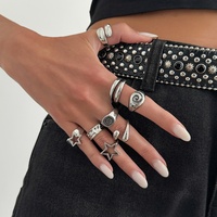 Ensemble de bagues empilables spirales étoiles creuses style punk métal pour femme, accessoires de mode Y2K, bijoux fantaisie, cadeau
