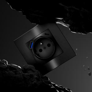 <span class=keywords><strong>Plaque</strong></span> Métallique Panneau Aluminium Brossé Norme Européenne Française Type 2P + T Prise USB Murale avec Ports de Charge Rapide A + C PD 20W - Product Image 6