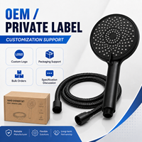 Ensemble de pommeau de douche à main 5 fonctions en ABS noir mat avec flexible, kit de douche pour salle de bain, fabricant OEM