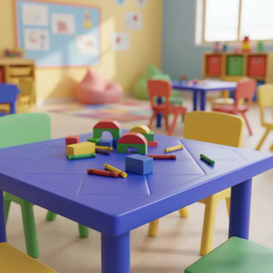 Plastic Square Table Custom Color Traditional Style Study Activity <b>Desk</b> <b>Mini</b> Portable Table for Home Daycare Playroom - Product Image 5
