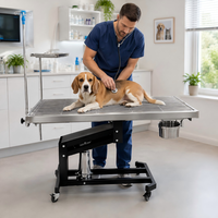 Table de chirurgie vétérinaire électrique XY ACS01 avec structure en acier inoxydable, support de perfusion, plateau à instruments et poubelle à déchets