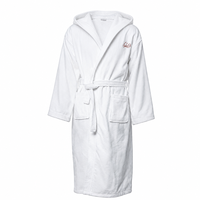 Peignoir unisexe à capuche double face blanc épais et doux pour usage quotidien et hôtelier, long et ample pour couple