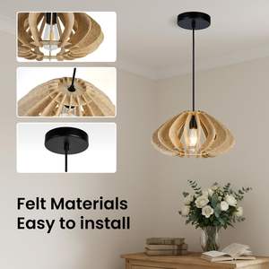 Pantalla de Lámpara Acústica de Fieltro con Diseño de Encaje, Esculpida en Forma de <span class=keywords><strong>Globo</strong></span>, Colorida, Extragrande - Product Image 3