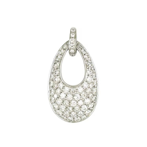 Colgante de oro blanco de 18 quilates con forma de lágrima con diamantes de 0,766 quilates, 65 piedras, 2,82 g, joyería fina para mujer - Product Image 1