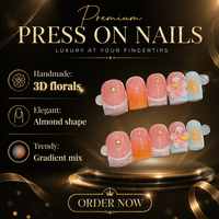 Ongles artificiels faits à la main à pression, couvrance totale, pré-dessinés avec colle pour doigts C678