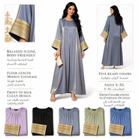 Abaya Kaftan de Luxe Modeste de Dubaï 2026, Style Vintage, Vêtement Musulman Traditionnel Arabe, Motif Uni, Coupe Trapèze, Longueur Ras du Sol, Scintillant