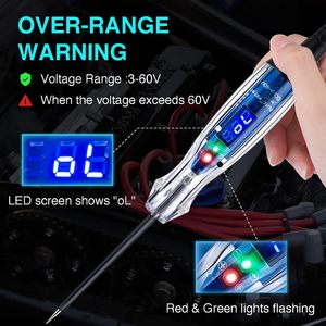 Мощный автомобильный цифровой LED-тестер цепей 3-60В DC, тестер аккумуляторов, электрический тестер-ручка с вольтметром и индикатором - Product Image 3