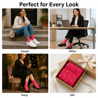 Chaussettes pour femmes à pois personnalisées OEM, chaussettes décontractées respirantes en maille tricotée avec bord côtelé, idéales pour le bureau, les fêtes ou comme cadeau
