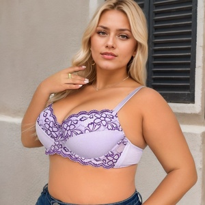 Da donna <span class=keywords><strong>taglie</strong></span> forti imbottite con cinturino largo intimo europeo da donna reggiseno con coppa grande particolarmente affascinante reggiseno di <span class=keywords><strong>grandi</strong></span> dimensioni di colore viola - Product Image 3